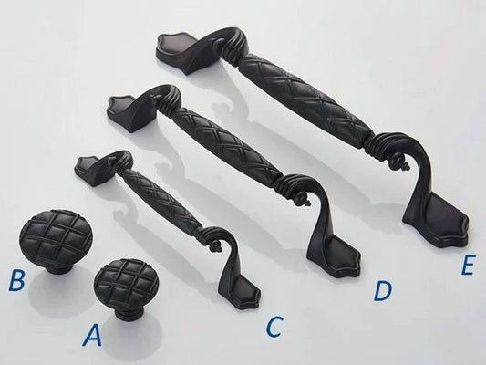 Contemporary Black Kitchen Cabinet Handle - 96 128 160 mm