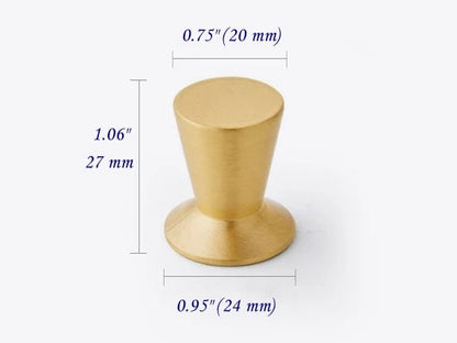 Brass Conical Drawer Knobs, Brushed Gold, Modern Kitchen Cabinet Hardware