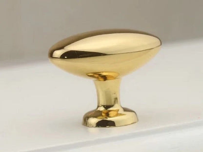 Oval Drawer Knob, Polished Gold Nickel Chrome Bronze, 1.3" Long