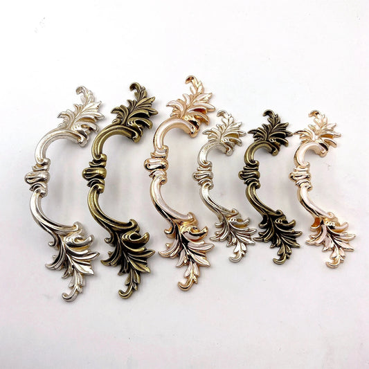 2.5" 3.75" Leafy Drawer Pull Handles, Antique Silver Bronze White Rose Gold, French Provincial Hardware 64 96 mm