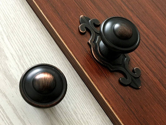 Oil Rubbed Bronze Cabinet Knobs with Backplate, Kitchen Hardware