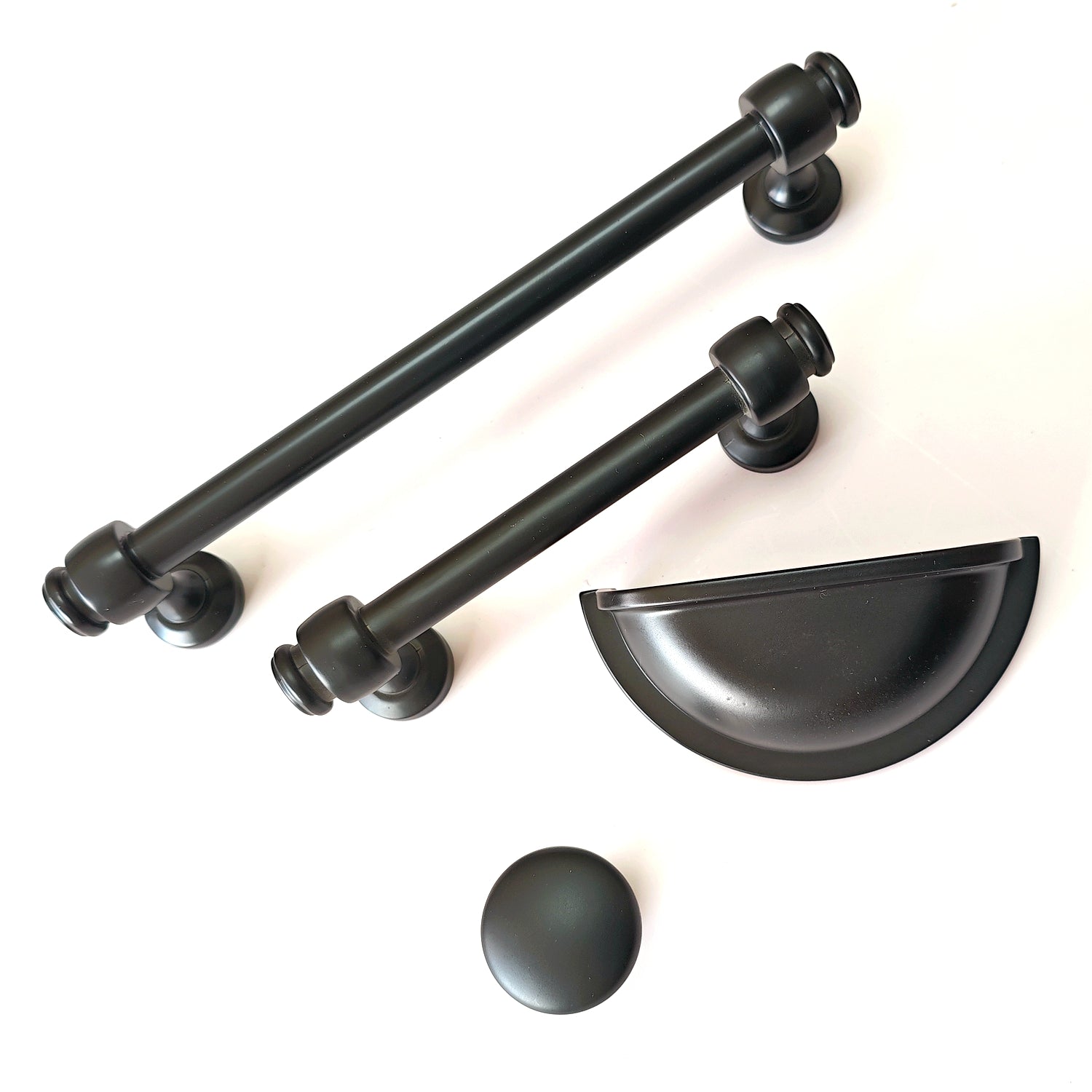 3" 3.5" 6" centers Black Cabinet Bar Handle & Cup Drawer Pull