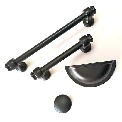 3" 3.5" 6" centers Black Cabinet Bar Handle & Cup Drawer Pull