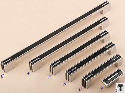 Modern Cabinet Bar Pulls, Square Drawer Handles, Polished Chrome, White, Black