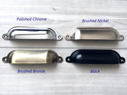 4.75" Cup Drawer Pull, Bin Dresser Handle, Bronze Black Nickel Chrome Silver, Kitchen Cabinet Hardware 4 3/4"