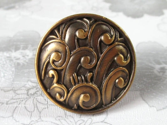 Dresser Pull Handles Knobs with Embossed Patterns, Antique Copper, Victorian Cabinet Hardware