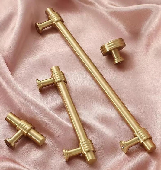 Brushed Brass Cabinet T Bar Handle Gold Vanity Pull, Kitchen Hardware