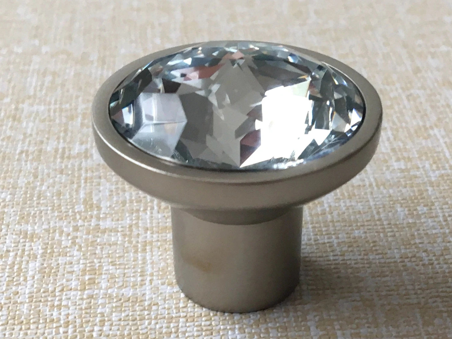 Clear Glass Drawer Knobs with Brushed Nickel Backplate - LynnsHardware