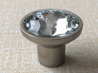 Clear Glass Drawer Knobs with Brushed Nickel Backplate - LynnsHardware