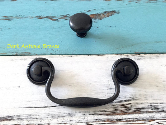 3.75" Drop Handle Bail Drawer Pulls, Vintage Style, Antique Bronze