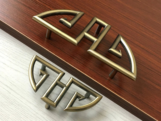 Oriental Drawer Pull Handles, Half Circle, Antique Bronze, Vintage style Kitchen Hardware