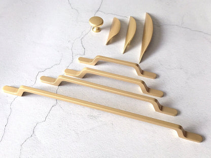 Gold Cup Drawer Pulls, Slim Cabinet Handle, Kitchen Hardware
