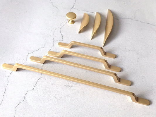 Gold Cup Drawer Pulls, Slim Cabinet Handle, Kitchen Hardware