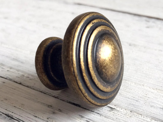 2.75" Cup Drawer Pull & Cabinet Knob in Antique Brass, 2-3/4 Inch 70 mm Centers