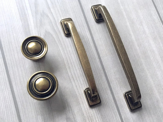 Bronze Cabinet Handles, Cup Drawer Pulls, Retro Kitchen Hardware
