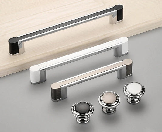 Sleek Modern Cabinet Pull Handle, Drawer Knob, Chrome Silver White Black, Kitchen Hardware