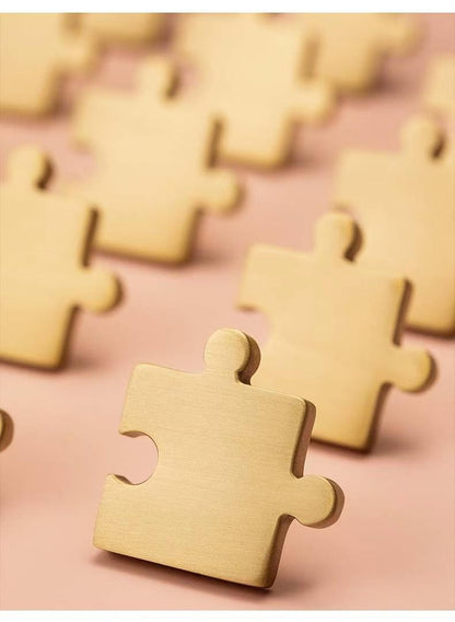 Puzzle Piece Brass Knobs, Nursery Dresser Pull, Kids Cabinet Hardware, Gold Polished Chrome