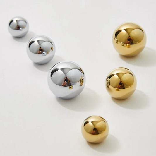 Brass Cabinet Ball Knobs, Polished Gold Chrome, Sleek Modern, Lynns Hardware