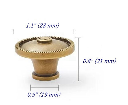 Solid Brass Cabinet Button Knob - Antique Bronze
