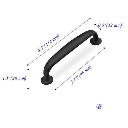 3-3/4 Inch Matte Black Cabinet Hardware 96 mm