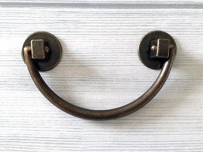 3" Drawer Pull Bail Drop Handles Antique Bronze 76 mm Centers | Lynns Hardware