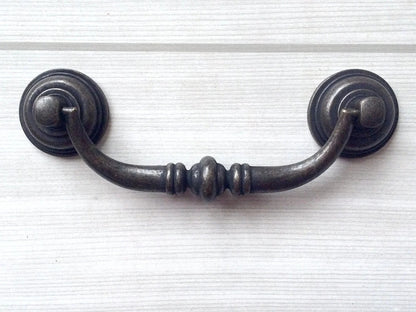 4-1/4 Inch Centers Drawer Pulls Antique Bronze Silver Bail Handle 4.25 Holes