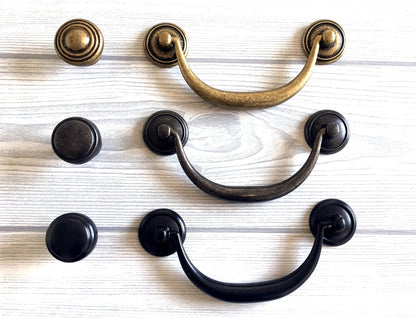 4.25" 4.5" Vintage Style Bail Drawer Pulls Handle Knob Dark Antique Bronze Black