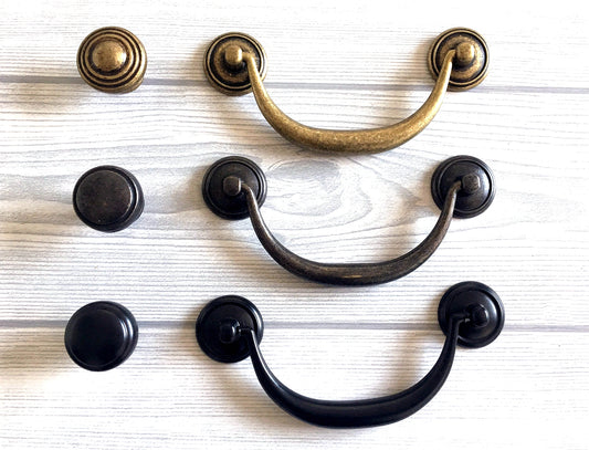 4.25" 4.5" Vintage Style Bail Drawer Pulls Handle Knob Dark Antique Bronze Black