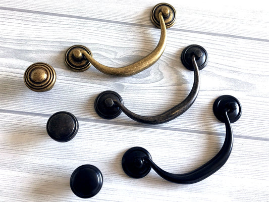4.25" 4.5" Vintage Style Bail Drawer Pulls Handle Knob Dark Antique Bronze Black
