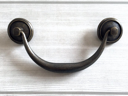 4.25" 4.5" Vintage Style Bail Drawer Pulls Handle Knob Dark Antique Bronze Black