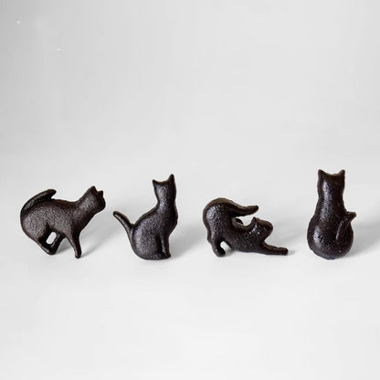 Cat Drawer Knobs, Antique Black, Rustic Hardware, Cast Iron