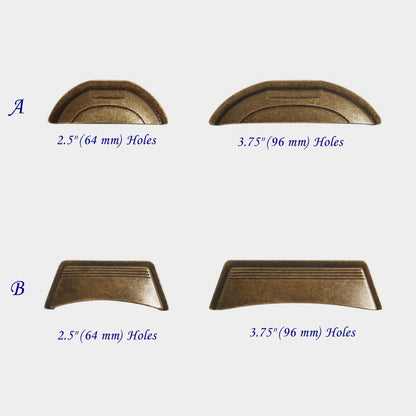 2.5" 3.75" Centers Cup Drawer Pulls in Brushed Gold, Nickel, Polished Chrome, Antique Bronze, 64 96 mm