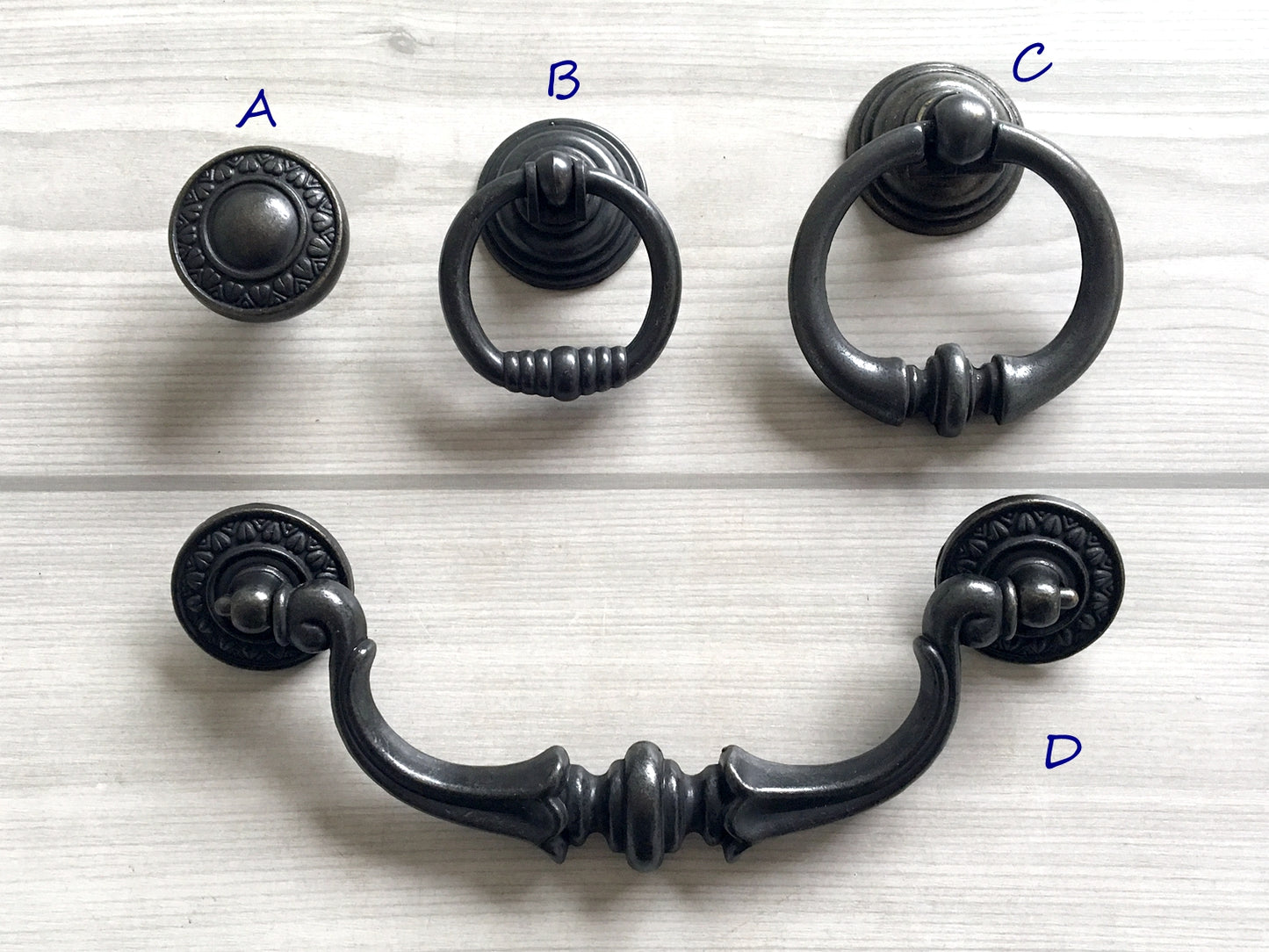 5.5" Vintage Drop Ring Pull & Swing Bail Handle - Dark Antique Bronze - LynnsHardware