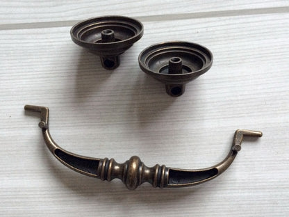 4.25" Drawer Pull Bail Drop Handles, Pendant Ring Knob, Antique Bronze Vintage Style