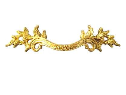 2.5" 3.75" Ornate Polished Gold Leafy Drawer Pull - French Provincial