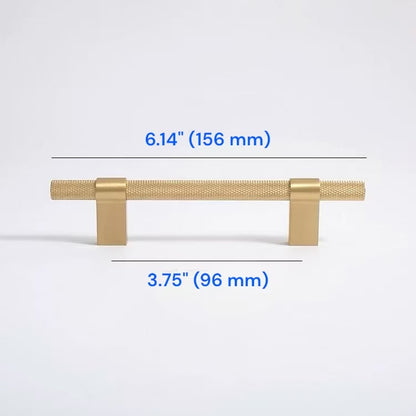 Knurled Cabinet Bar Pulls 96 128 224 320 mm, Brass / Matte Black, Sleek Modern Kitchen Hardware