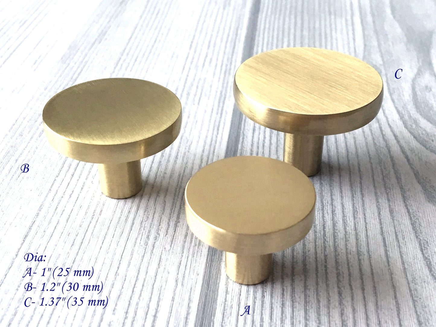 Cabinet Disc Knob with Backplate - Brushed Gold