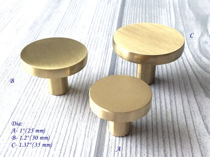 Cabinet Disc Knob with Backplate - Brushed Gold