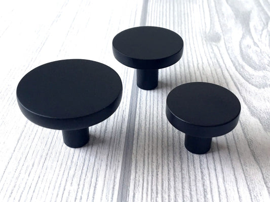 Matte Black Disc Drawer Knob -  Modern Kitchen Hardware