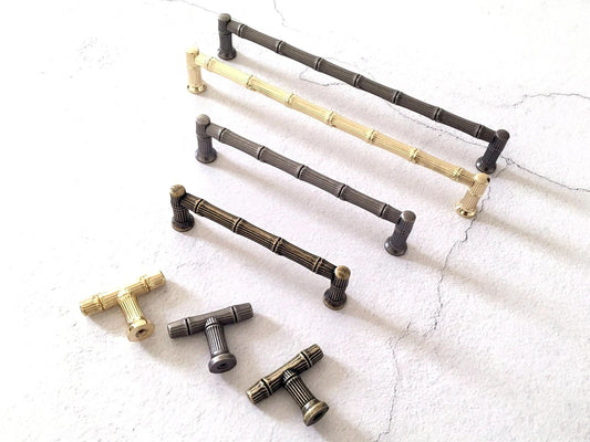 Bamboo Drawer Pulls Cabinet Handle Lynns Hardware 96 128 192 mm Holes