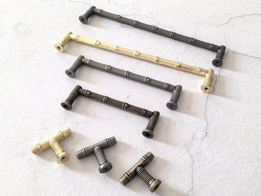 Bamboo Drawer Pulls Cabinet Handle Lynns Hardware 96 128 192 mm Holes
