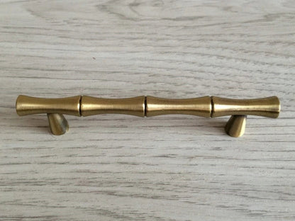 2.5" 3.75" 5" Bamboo Drawer Pull Cabinet Handle Brushed Bronze