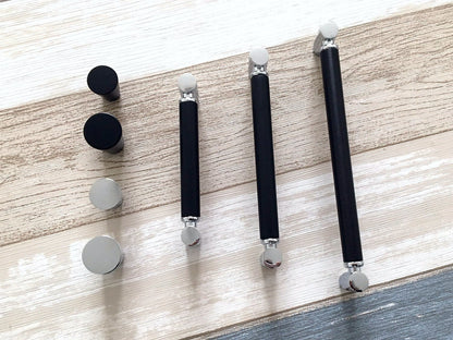 Modern Cupboard Bar Handle, Black Silver Wardrobe Pull, Drawer Knob