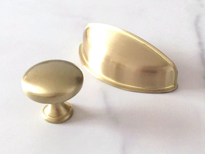 2.5" Gold Cup Drawer Pull, Mid Century Modern Cabinet Hardware