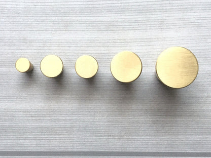 Tapered Brass Knob, Cone Drawer Pulls, Mid Century Modern Kitchen Hardware, Brushed Gold