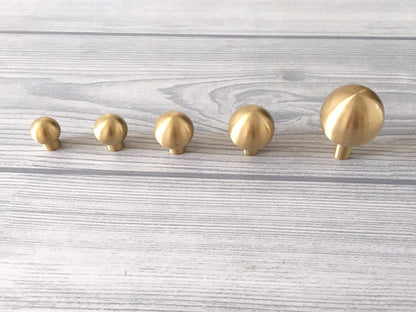 Brushed Gold Brass Ball Drawer Knob, Spherical Cabinet Pull, Solid Kitchen Hardware