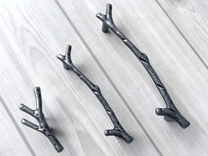 Branches Drawer Knob & Cabinet Pull, Black / Antique Pewter, 3.75" 5" C-C