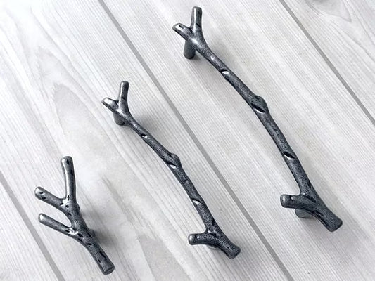 Branches Drawer Knob & Cabinet Pull, Black / Antique Pewter, 3.75" 5" C-C