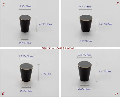 Cone Brass Knob, Taper Cabinet Pulls, MCM Kithcen Hardware, Gold Black Bronze