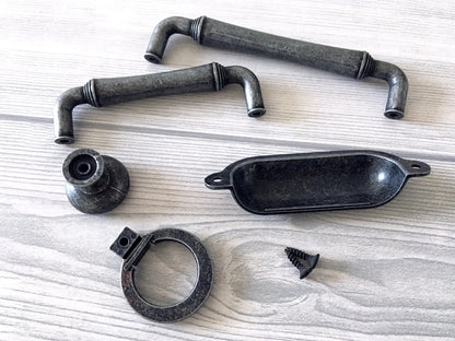 Antique Pewter Drawer Pulls Cabinet Handles